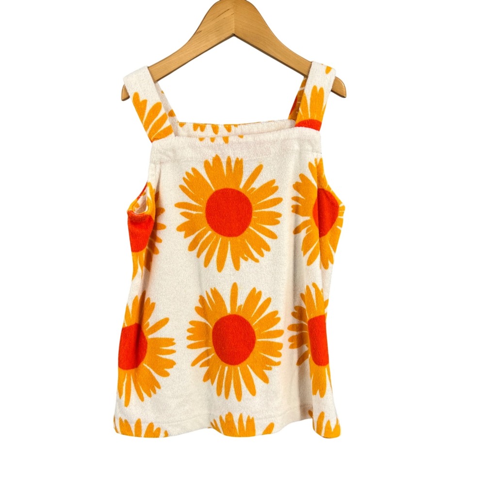 Marimekko for Target Terry‎ Cloth Sleeveless Top Orange Flower Retro Mod Kids M
